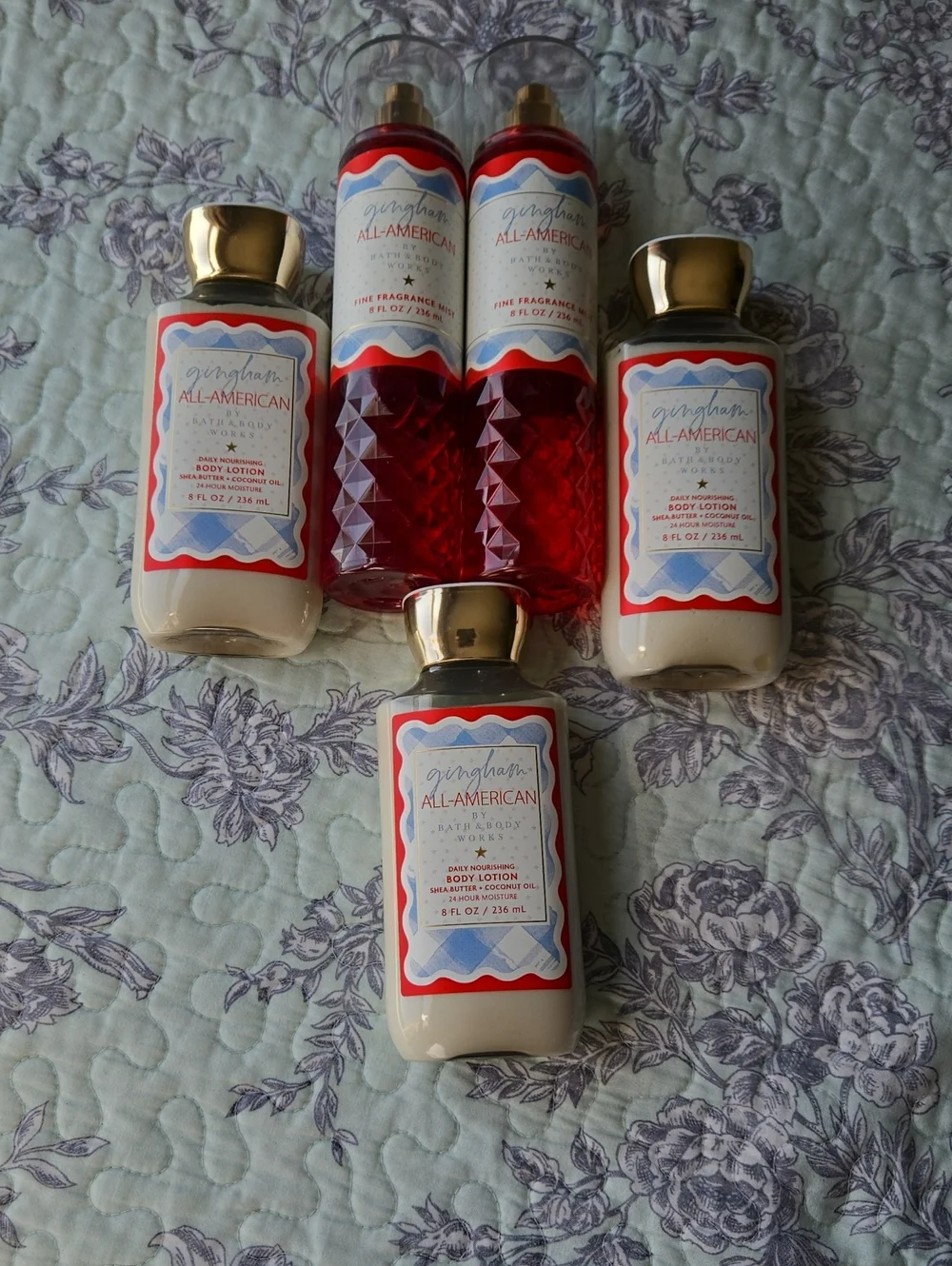 Bath & Body Works Gingham All-American Lotion & Mist Set - Red, White, Gold
